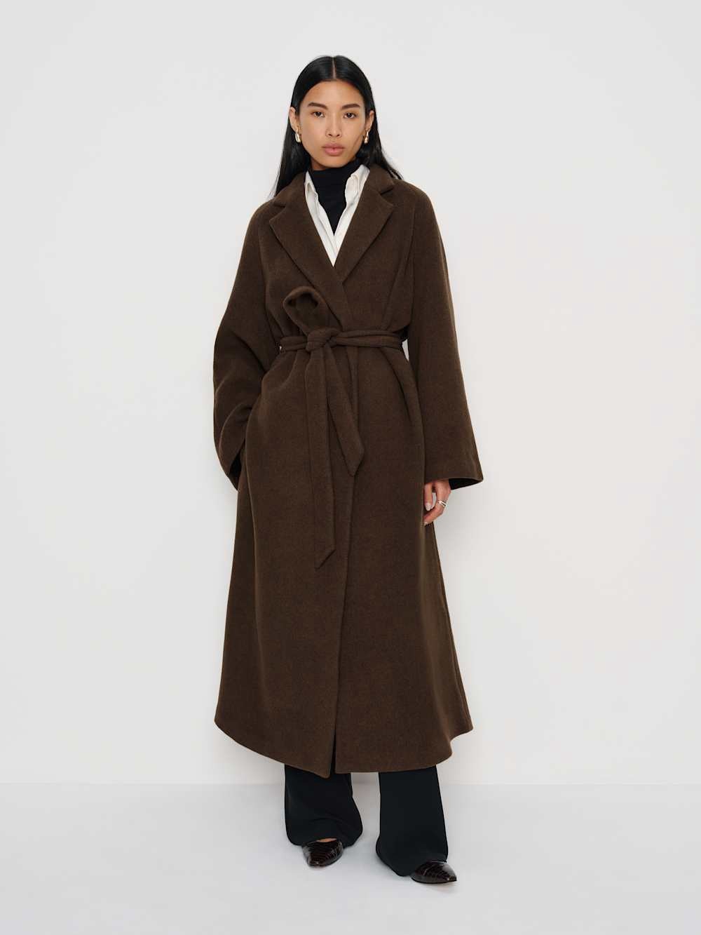 NWT Reformation Tula Oversized Coat in Brown Wool
